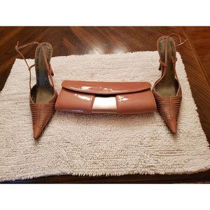 Rare Rose Gold Patent Leather Heels & Bag